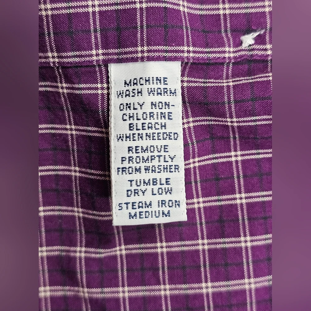 Polo by Ralph Lauren Men's 2XL Big Purple Checkered Button Up Dress Shirt‎